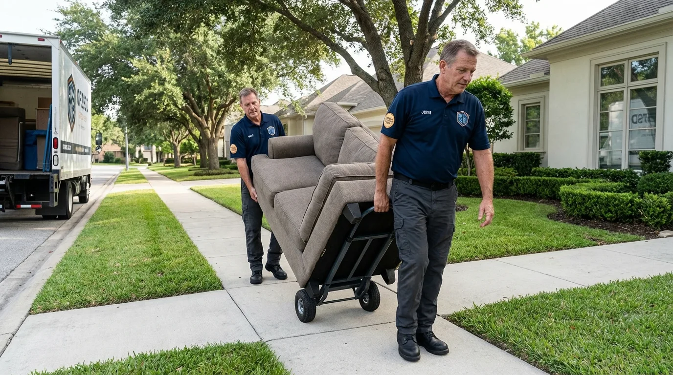Local residential moving crew loading furniture in Isanti, MN